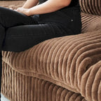 Divano componibile a L in poliestere nero/beige/marrone scuro/bianco con pouf, 3-4 posti