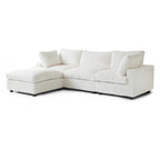 Divano componibile a L in poliestere nero/beige/marrone scuro/bianco con pouf, 3-4 posti