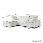 Divano componibile a L in poliestere nero/beige/marrone scuro/bianco con pouf, 3-4 posti