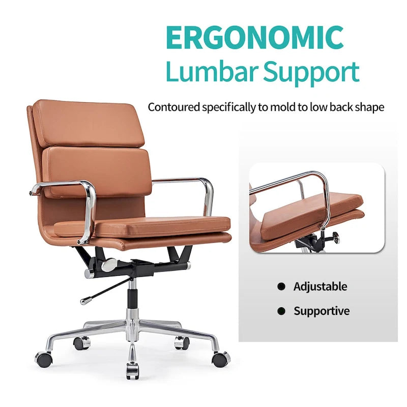 Chaise de bureau réglable en similicuir PU avec coussin épais