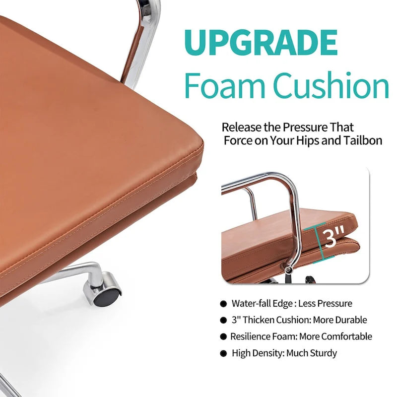Chaise de bureau réglable en similicuir PU avec coussin épais