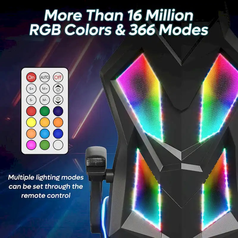 Sedia da gaming con LED RGB, singolo sedile reclinabile, in tessuto ventilato, colore rosso/nero e nero