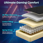 Sedia da gaming con LED RGB, singolo sedile reclinabile, in tessuto ventilato, colore rosso/nero e nero