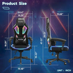Sedia da gaming con LED RGB, singolo sedile reclinabile, in tessuto ventilato, colore rosso/nero e nero
