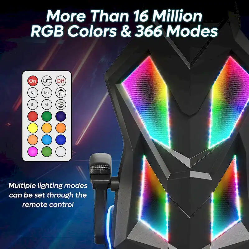 Sedia da gaming con LED RGB, singolo sedile reclinabile, in tessuto ventilato, colore rosso/nero e nero