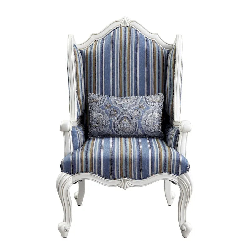 Chaise à dossier haut avec pieds Queen Anne en résine, bleue