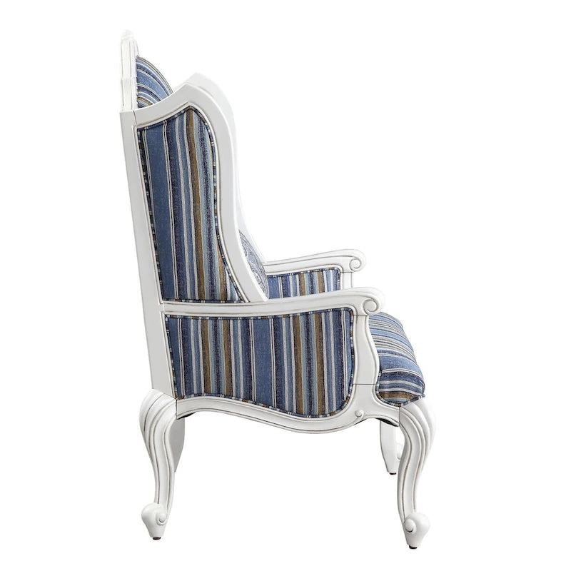 Chaise à dossier haut avec pieds Queen Anne en résine, bleue