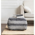 Pouf/ottoman quadrato a righe grigie, tessuto a mano, 1 posto