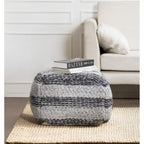 Pouf/ottoman quadrato a righe grigie, tessuto a mano, 1 posto