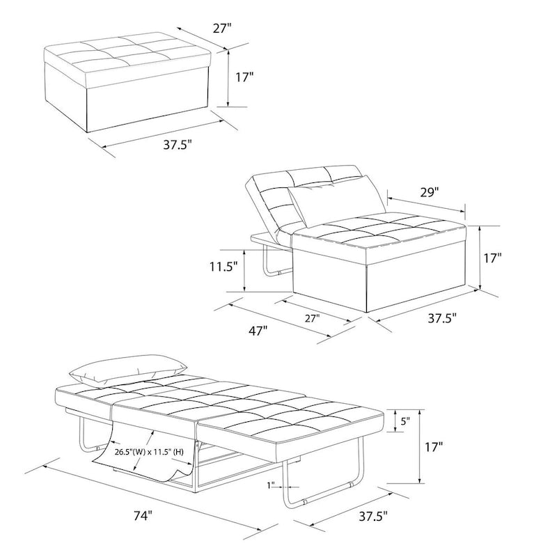 Fauteuil-canapé pouf convertible