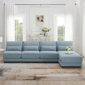 Extra grote hoekbank met diepe zitting en omkeerbare chaise longue, ombouwbare L-vormige bank, blauw