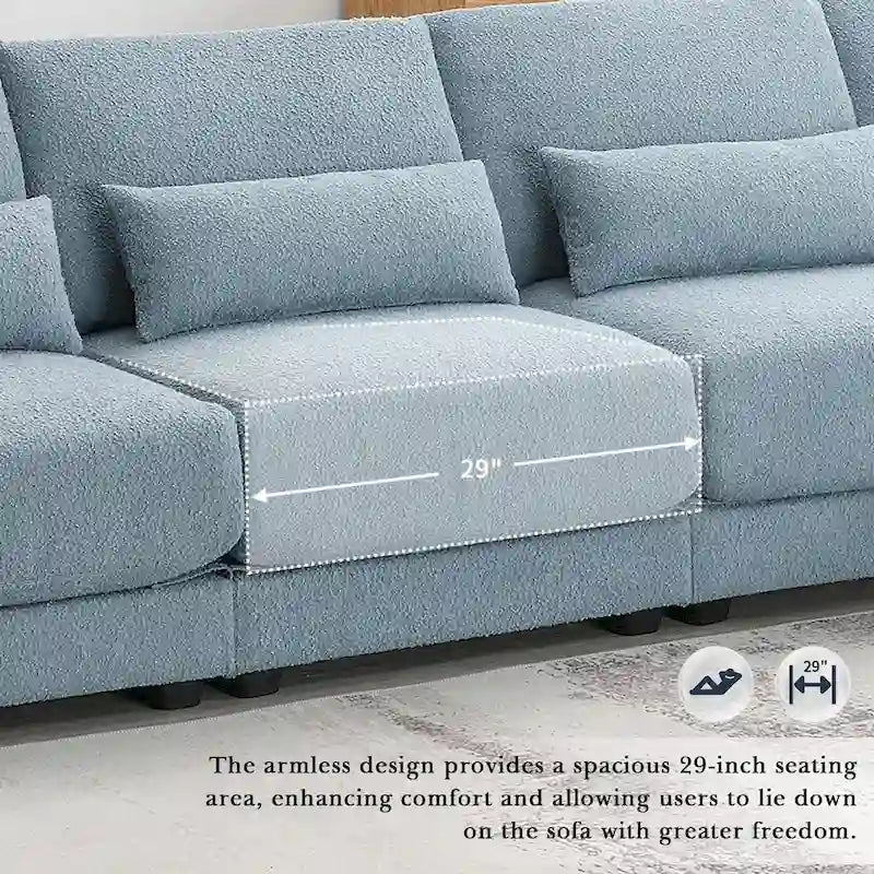 Extra grote hoekbank met diepe zitting en omkeerbare chaise longue, ombouwbare L-vormige bank, blauw