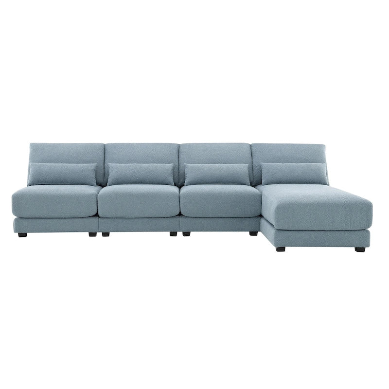 Extra grote hoekbank met diepe zitting en omkeerbare chaise longue, ombouwbare L-vormige bank, blauw