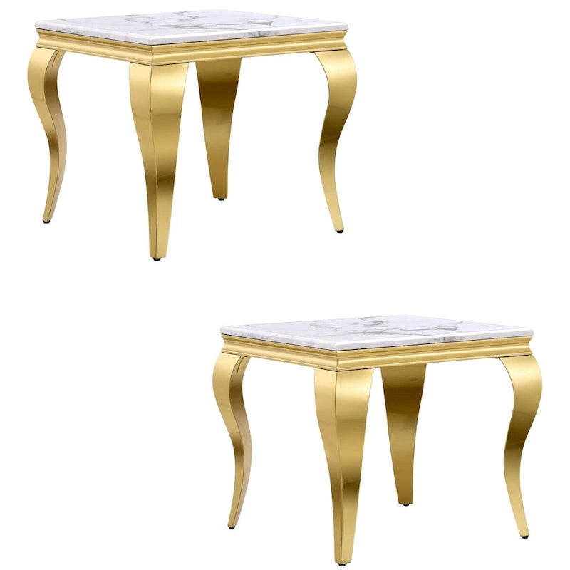 Tavolino finale bianco e oro, gambe cabriole, per 1