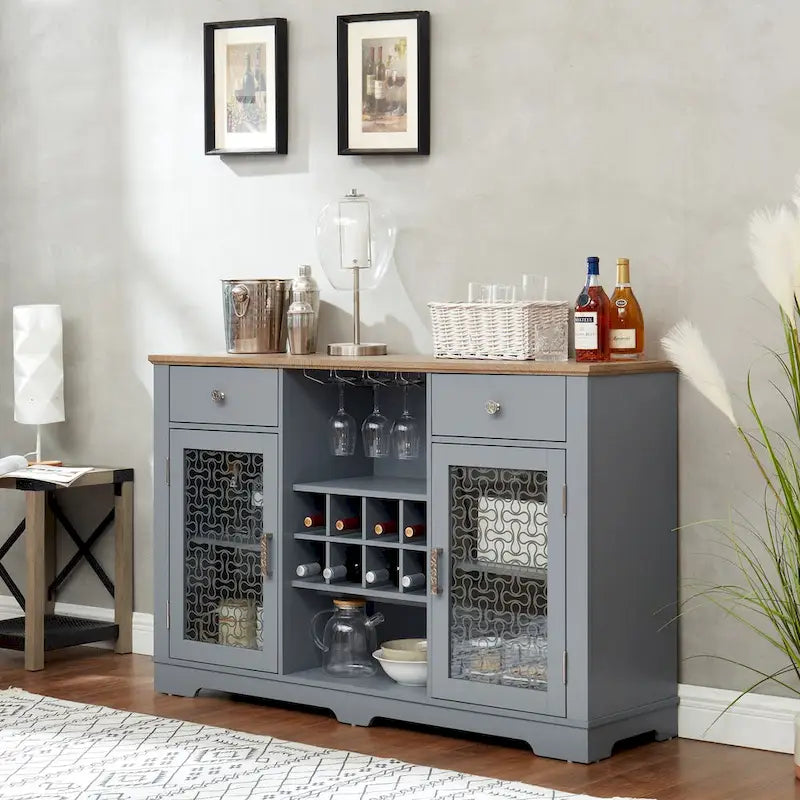 Buffet avec 2 tiroirs et armoires à portes en verre élégantes