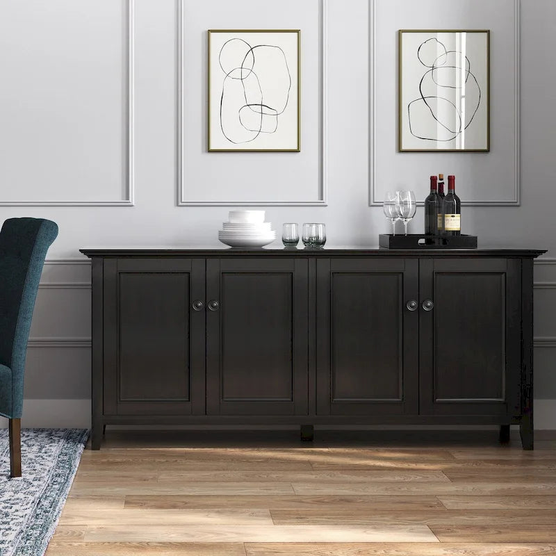 Credenza marrone noce a 4 ante con ante a battente, larghezza 168 cm