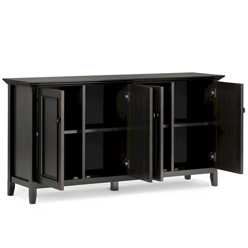 Credenza marrone noce a 4 ante con ante a battente, larghezza 168 cm