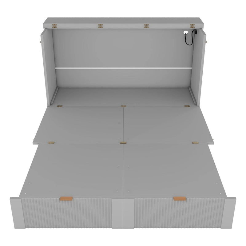 Murphy-wandbed voor een tweepersoonsbed met lade, stopcontacten en USB-poorten