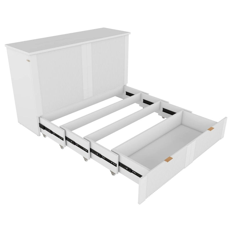Murphy-wandbed voor een tweepersoonsbed met lade, stopcontacten en USB-poorten