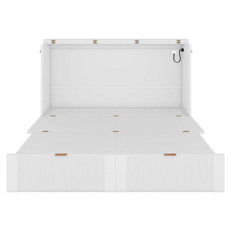 Murphy-wandbed voor een tweepersoonsbed met lade, stopcontacten en USB-poorten