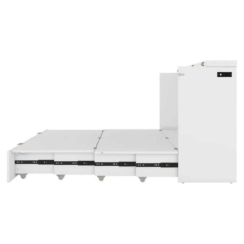 Murphy-wandbed voor een tweepersoonsbed met lade, stopcontacten en USB-poorten