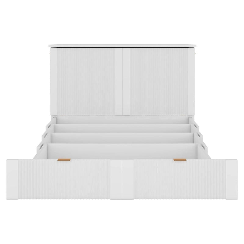 Murphy-wandbed voor een tweepersoonsbed met lade, stopcontacten en USB-poorten