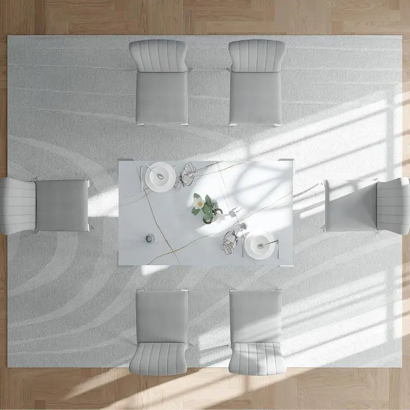 Table à manger moderne en verre de style mi-siècle avec pieds cabriole en métal
