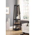 Appendiabiti singolo in legno bianco/nero/espresso con ripiani a 3 livelli