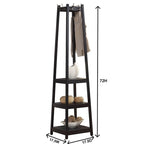 Appendiabiti singolo in legno bianco/nero/espresso con ripiani a 3 livelli