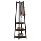 Appendiabiti singolo in legno bianco/nero/espresso con ripiani a 3 livelli