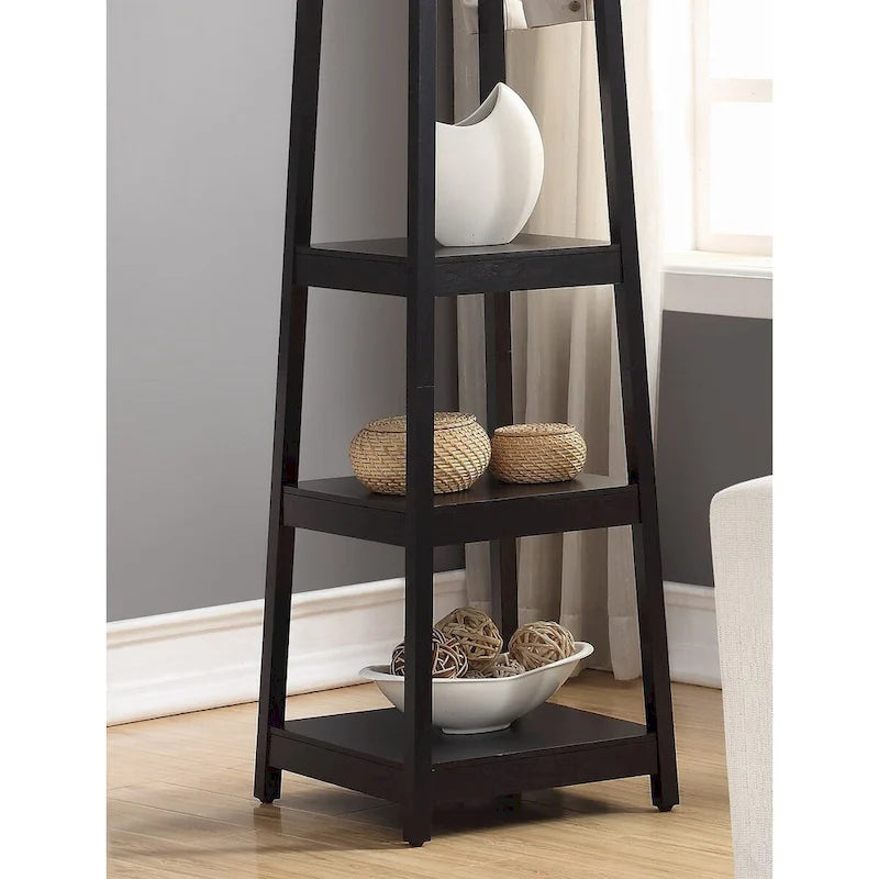 Appendiabiti singolo in legno bianco/nero/espresso con ripiani a 3 livelli