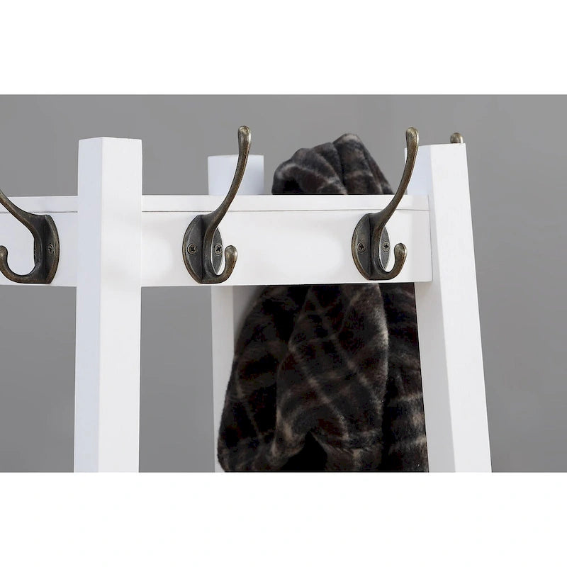 Appendiabiti singolo in legno bianco/nero/espresso con ripiani a 3 livelli