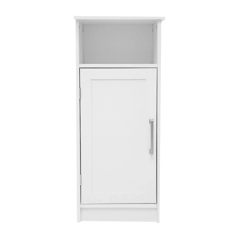 Mobiletto da terra a un'anta bianco/grigio con ripiano regolabile