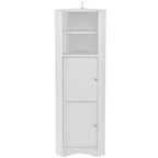 Mobiletto ad angolo alto bianco/grigio/nero, autoportante, con ante e ripiani regolabili, per 1