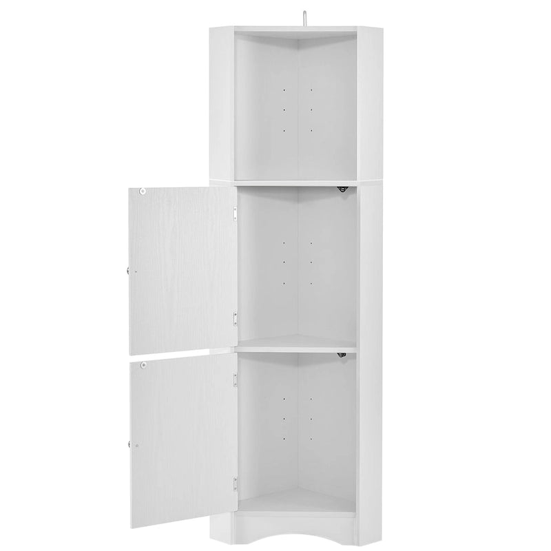 Mobiletto ad angolo alto bianco/grigio/nero, autoportante, con ante e ripiani regolabili, per 1