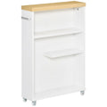 Mobiletto contenitore stretto da bagno a 3 ripiani, colore: bianco