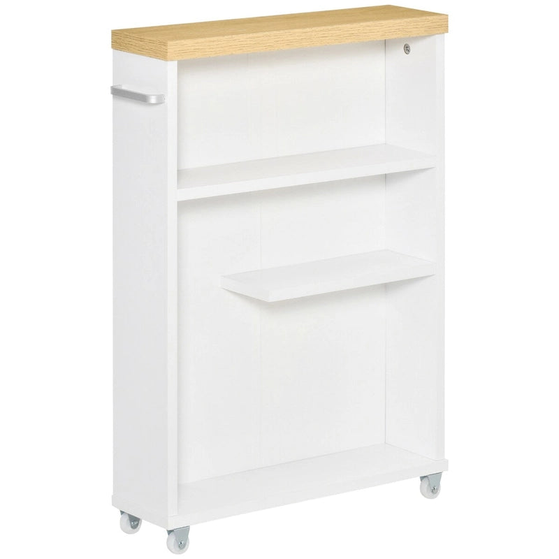 Mobiletto contenitore stretto da bagno a 3 ripiani, colore: bianco