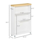 Mobiletto contenitore stretto da bagno a 3 ripiani, colore: bianco