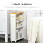 Mobiletto contenitore stretto da bagno a 3 ripiani, colore: bianco