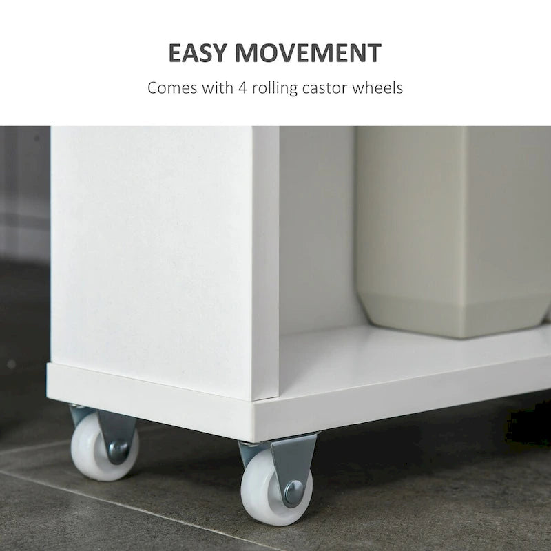 Mobiletto contenitore stretto da bagno a 3 ripiani, colore: bianco