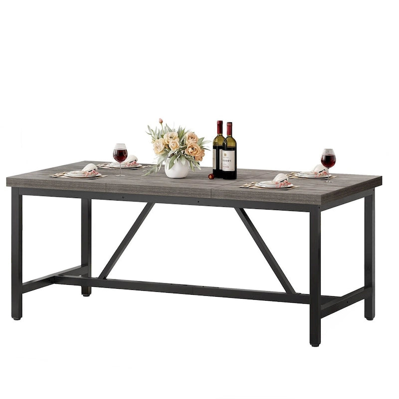 Tavolo da pranzo rustico-industriale grigio/marrone, 6–8 posti