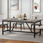 Tavolo da pranzo rustico-industriale grigio/marrone, 6–8 posti