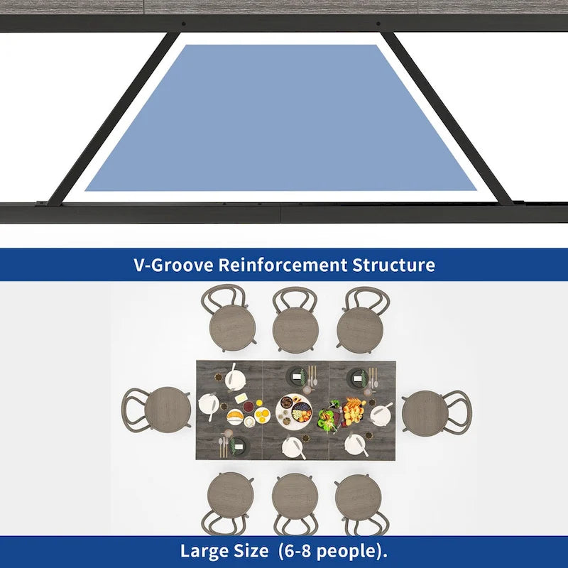 Tavolo da pranzo rustico-industriale grigio/marrone, 6–8 posti