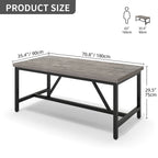 Tavolo da pranzo rustico-industriale grigio/marrone, 6–8 posti