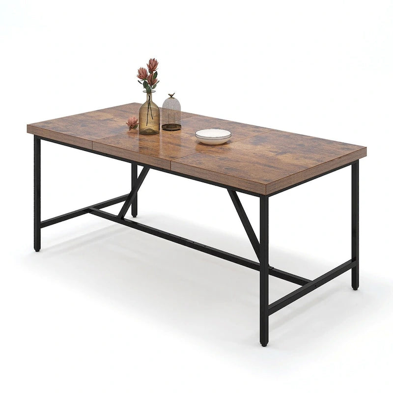 Tavolo da pranzo rustico-industriale grigio/marrone, 6–8 posti