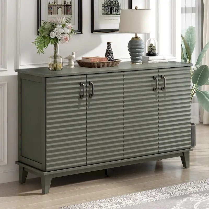 Sideboard mit 4 Türen, großem Stauraum, verstellbaren Einlegeböden und Metallgriffen für Küche, Wohnzimmer und Esszimmer