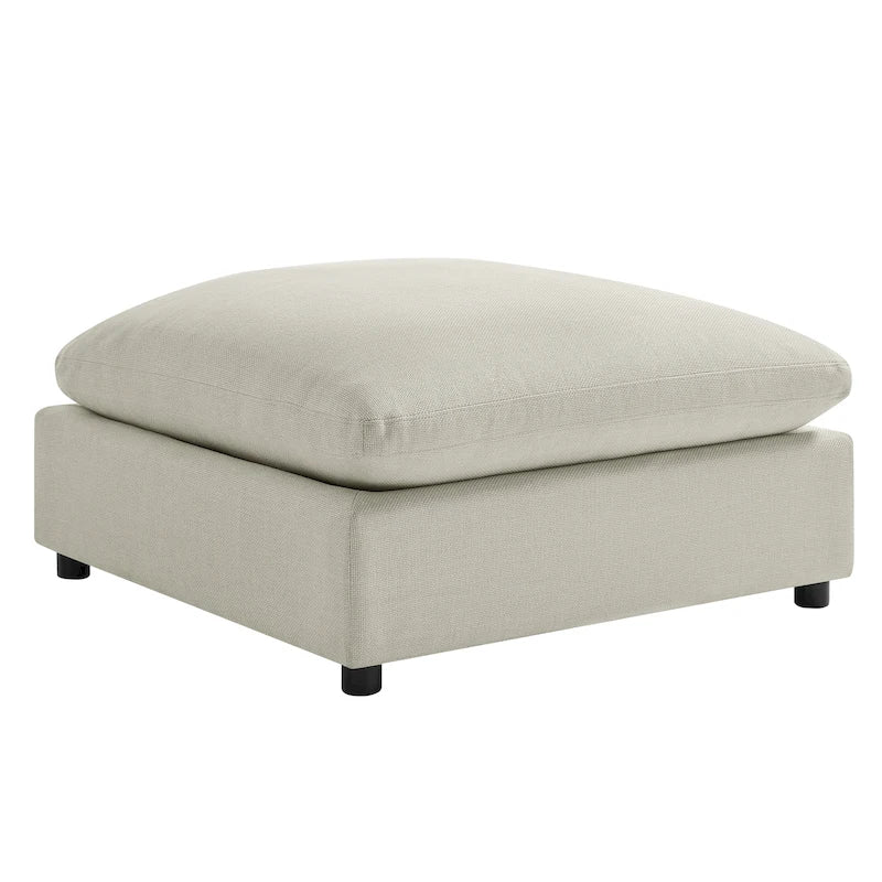 Pouf quadrato beige/antracite, velluto a coste o tessuto, seduta singola