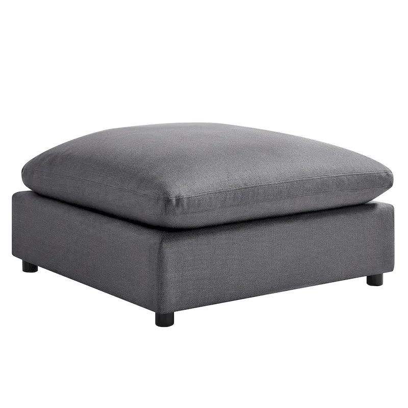 Pouf quadrato beige/antracite, velluto a coste o tessuto, seduta singola