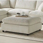 Pouf quadrato beige/antracite, velluto a coste o tessuto, seduta singola