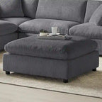 Pouf quadrato beige/antracite, velluto a coste o tessuto, seduta singola